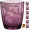 6 Vasos Diamond - Envio 24h - Perfecto para uso en Casa, Restaurante y en Fiesta, Ligeros y Resistentes con acabado de diamantes (Morado, 39 cl)
