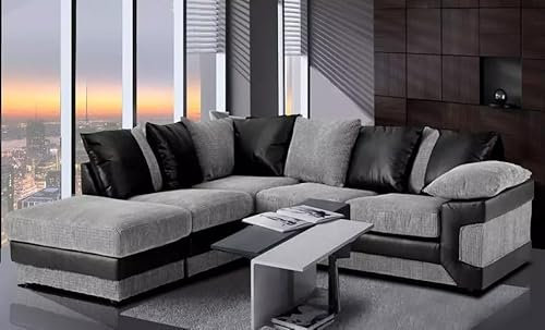 Dino JUMBO CORD RANGE (grey/black, Corner Symmetrical Sofa)