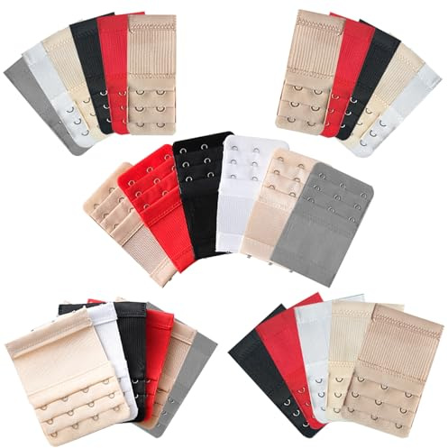 JSTHHTT 28 Pezzi Estensione Reggiseno Allunga Reggiseno 2/3/4 Ganci Prolunga Reggiseno Accessori Regolabile Antiscivolo, Ganci Reggiseno Prolunga per Reggiseno da Donna, Cinghia di Estensione