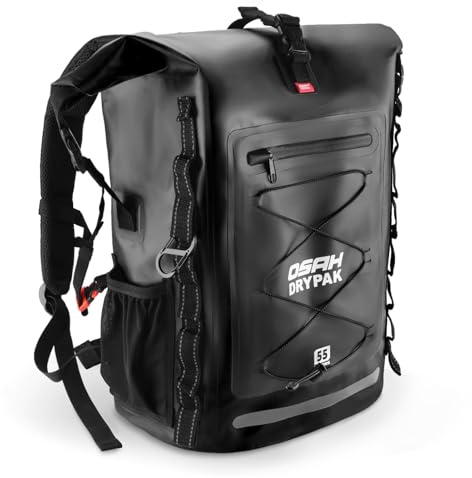 OSAH DRYPAK Wasserdichter Rucksack – 25L/35L/55L/85L Dry Bag Rolltop Outdoor Backpack mit Robustem Rollverschluss und Reißverschluss für Reisen, Kajakfahren, Bootfahren, Camping, Rafting und Angeln