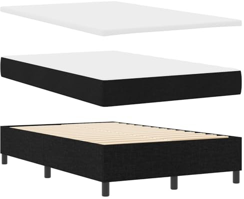 vidaXL Boxspringbett mit Matratze Schwarz 120 x 190 cm Stoff, Schlafzimmer Komfortstück, modernes rechteckiges Bett, langlebige Schaumstoffmatratze, stilvolles Highlight zum Entspannen