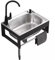 Fregadero de cocina de acero inoxidable con soporte de aluminio y accesorios, ideal para cocina, baño, hotel, color plateado B, 50 x 40 x 18 cm, diseño duradero y elegante
