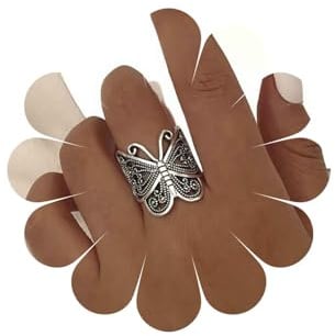 Inateannal Boho Große Schmetterling Ringe Filigrane Schmetterling Finger Ring Gold Verstellbar Knöchel Ringe Vintage Offen Weit Verstellbar Ring Schmuck Für Frauen