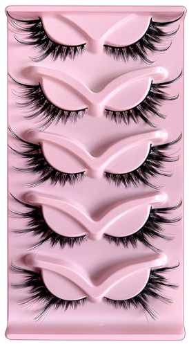 MOTIBACK 5 Paar Künstliche Wimpern, Natürlicher Schwung Feine Fake Lashes, Wiederverwendbare Falsche Wimpern, Geschenke für Mädchen (DM-00051)