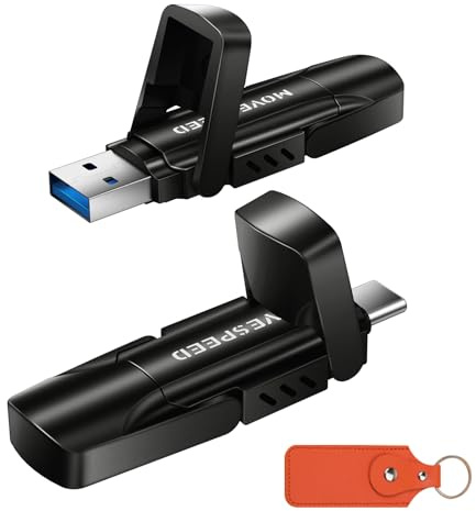 MOVE SPEED Unidades de estado sólido de 512 GB, SSD externo de velocidad de lectura de 570 MB/S con doble puerto tipo C + SSD portátil USB 3.2 para iPhone 17/16/15 Series, Android, Mac, Windows