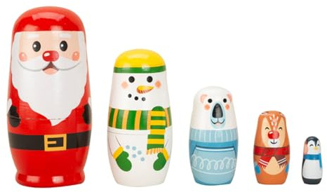 Générique Puppen zum Zusammenstecken, 5-teilig, Spielzeug aus Holz, Weihnachten, Elch, für Kleinkinder, Mädchen, Erwachsene, Haus, Geburtstag