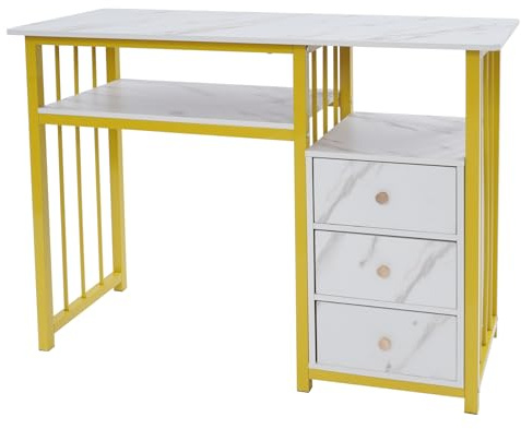 Mesa de manicura con 3 cajones, mesa de uñas 100x40x76cm, mesa de estudio, mesa de uñas, escritorio de uñas, mesa de ordenador pequeña, mesa de trabajo para salón de belleza, spa en casa y oficina