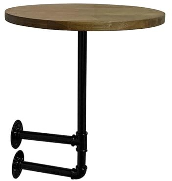 ZzERTE Runder Wandtisch Aus Metall,Wandmontierter Beistelltisch,Tischplatte Aus Massivholz,Schwebender Stehtisch & Schreibtisch,Platzsparender Moderner Pub-Tisch Für Drinnen Und Draußen,Café