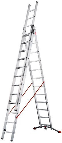 Hailo ProfiLOT, 3-teilige Alu-Kombileiter, 3x12 Sprossen, LOT-System, Transportsicherung, bis 150 kg, made in Germany, 9312-101