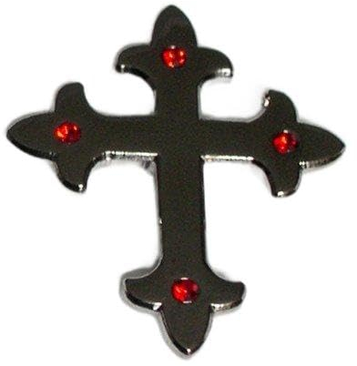 Anstecknadel, Metall/Emaille, keltisches Kreuz, gotischer Stil, Schwarz, glänzend