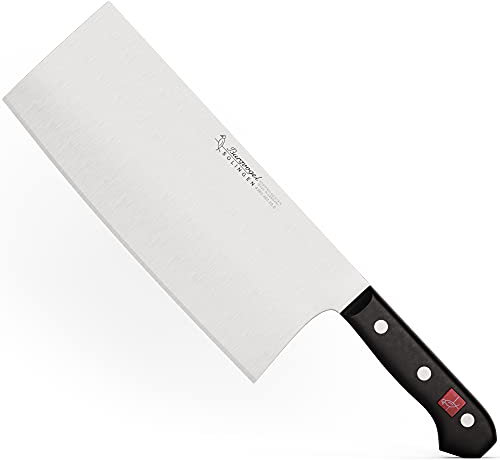 Burgvogel Solingen Chinesisches Kochmesser 20 cm rostfrei spülmaschinengeeignet scharfes Hackmesser genietet schwarz Chinahackmesser Line 4000 (6 1/2 Zoll = 17 Cm)