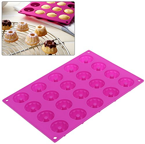 Ounona Silikonform für 20 Mini-Gugelhupfe, rosa