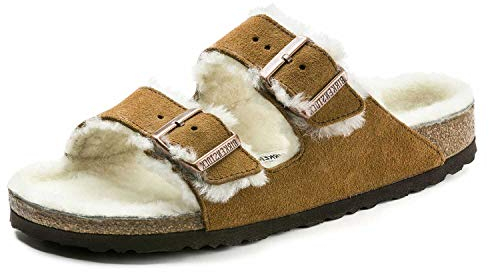 BIRKENSTOCK Classic Arizona Lammfell 1001128, Pantoletten, Braun (Mink 491), 37 EU (4.5 UK)