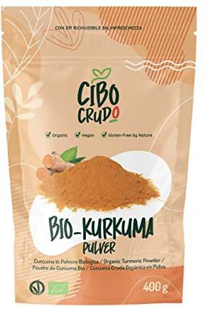 Curcuma in Polvere Bio - 400g. Turmeric Powder Organic Raw. Curcuma Bio Cruda e Fresca. Curcuma Biologica in Polvere Pura e Naturale. Spezie in Polvere.