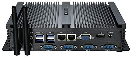 KINGDEL Puissant Mini Ordinateur, Industriel PC sans Ventilateur, Core i5 CPU, 8Go RAM, 256Go SSD+1To HDD, 2xNIC, 4xUSB 3.0, 4xCOM RS232, HD, boîtier métallique