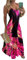 ORANDESIGNE Robe Longue Boheme Chic Robe de Plage d’été Col V Robe Longue Boheme Robe Longue Fluide Robe Longue Femme ete B Rose Rouge 46