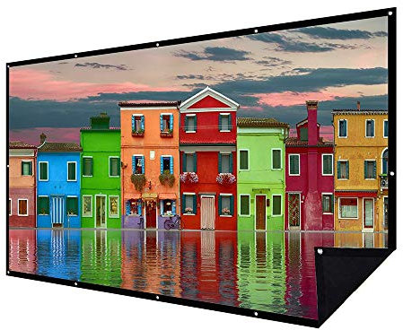 NIERBO 150 inch 16:9 Double Layer Projection Screen, Polyester Material, 1.5 Gain, Front Projection, Portable Indoor/Outdoor Movie Screen with Easy Installation Kit