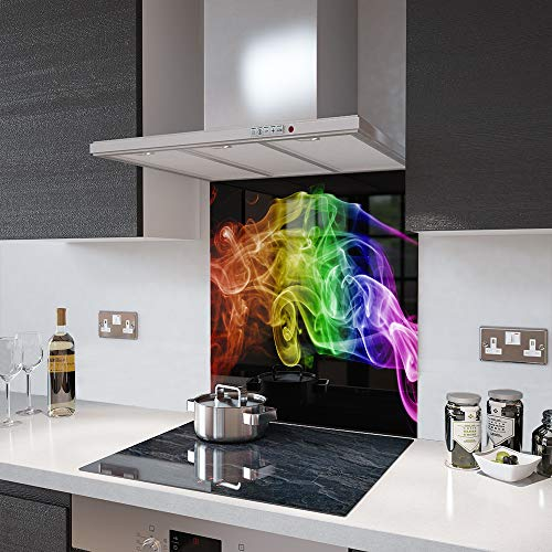 Glass Splashbacks Black Rainbow Smoke - By Premier Range in 75cm Wide x 110cm High