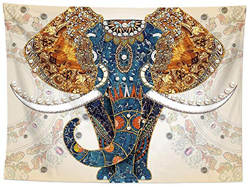 Lsimeru Elefant Mandala Tuch Wandteppich Psychedelic Bunt 150x130 Indisch Hippie Boho Wandtuch Wandtücher Wandbehang Tapestry Wall Hanging Wanddeko