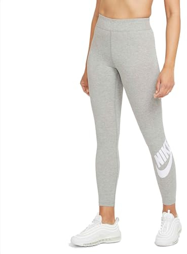 Nike Damen W Nsw Essntl Gx Hr Lggng Ftra Leggings, Dark Grey Heather/White, XL EU
