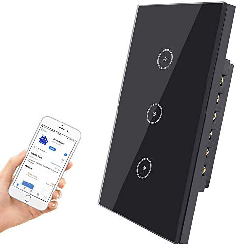 Interruttore della luce Smart Wlan Touch Jinvoo WiFi Wall Touch Light Switch compatibile con iOS e Android, con Alexa Echo e Google Assistant, certificato CE ROHS