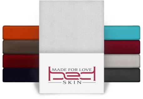 Bedskin Premium Topper Spannbettlaken 140x200 & 160x200 cm – 100% Baumwolle, Jersey Spannbetttuch, für Topper bis 10 cm Höhe (Weiß)