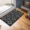 Washable Door Mat Kitchen Mats Non Slip Cubed Trellis Design Hall Runner- Indoor Door Mat - Hallway-Passage Corridor Doormats - Floor Mat Black-siam 50x80 cm