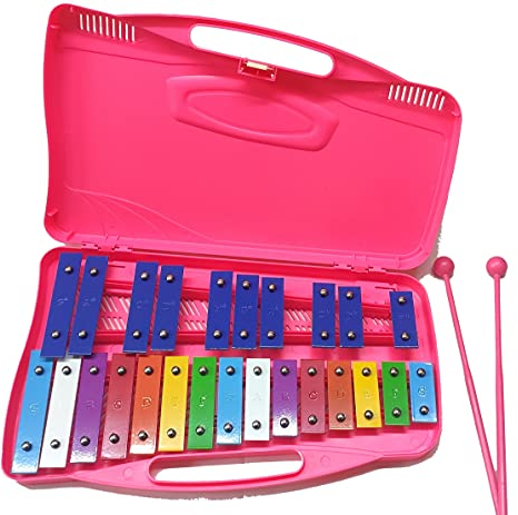 Alysée-Metallofono con 25 Piastre Cromatiche, Astuccio con Maniglia e Mallets Inclusi, Strumenti Musicali a Percussione, Metallofono Scuola Media con 25 Tasti Compatto Facile da Trasportare, Xilofono
