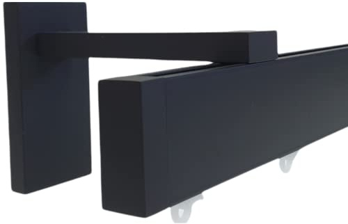 Globalcorporation Bastone Per Tenda Nero Minimal a Soffitto e Parete Doppio o Singolo Bastoni Moderni Binari da tende Scorritenda Riloga Zineffa Tendaggi Alluminio 260 Centimetri Doppio A Parete, NERO