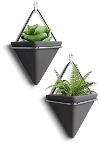 Wandvasen Hängende Pflanzgefäße Keramik Blumentopf Hängend Innen Wand Deko für Sukkulenten Luftpflanzen Kunstpflanzen Blumentopf Wand Wandvase Wandvasen FüR Pflanzen, 2 Stücke Klein
