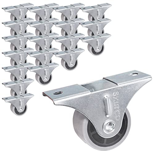 SKIR'CO (20 Stück) kleine 30mm Möbelrollen Grau Gummiräder Bockrolle Bockrollen Non-Swivel, One-Richtung (20)