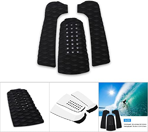 Surfboard Pad,Eva-Surfbrett-Deck-Traktionspads zum Surfen oder Skimboarden,Anti-Rutsch Surfboard Griff für Skimboard Traction Pad Zubehör,3 PC Paddle Board Traction Pad