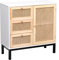 Kingwudo® Wooden and Rattan Storage Unit Cupboard with 1 Door and 3 Drawers Chest of Drawers Sideboard Storage Cabinet for Living Room Kitchen