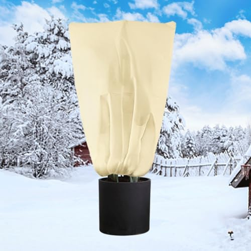 Tobengda Protezione invernale per piante rampicanti, 120 x 180 cm, protezione invernale per piante, 80 g/m², tessuto non tessuto beige, anti-gelo, per piante, palma, albero di limone, piante da bacino