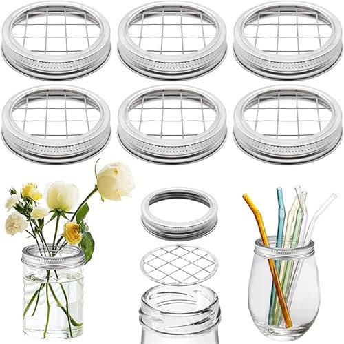 Glas Frosch Deckel Metall Blumenvase Einsatz Gitter Blumen Organizer Vase Gitter Deckel Kappe für normale breite Öffnung Einmachgläser (4 Set 86 mm)