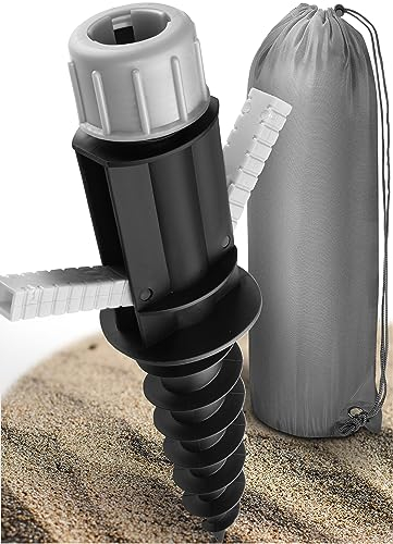 4smile Sonnenschirmständer Strand 2-IN-1 Set - Bodenhülse für Sonnenschirm + Schutzhülle Tragetasche – Schirmständer Strand zum Eindrehen, Sonnenschirmhalter, Anthrazit
