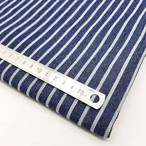 AITAF Denim-Stoff Baumwoll Gestreifter Stoff 150cm Breit Durch Den Yard, für Jeans Kleid T-Shirt Kleidung Sofa Nähen Kissen Einrichtungsgegenstände Polstermöbel und Wohnaccessoires(Dark Blue)