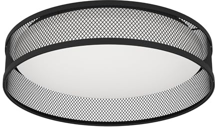 Eglo LED Ceiling Light Fixture Luppineria, Round Ceiling lamp | living room and bedroom lighting, black metal and white plastic, warm white, Ø 15