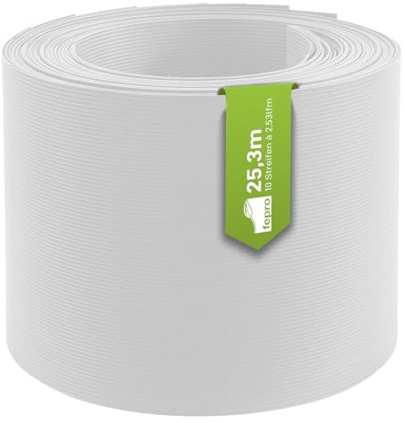 Fepro® Hart-PVC Sichtschutzstreifen Weiß RAL9010 10x 2,525m Doppelstabmatten Zaunfolie Windschutz blickdicht Sichtschutz Zaunverkleidung Blickschutz