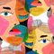 Papier peint moderne à décoller et à coller, 600 x 44,5 cm, motif visage humain abstrait, coloré, papier peint autocollant en vinyle pour salon, chambre à coucher