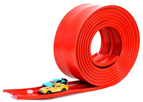 Speed Track 4m Flexible Toy Car Track with 2 Diecast Cars and Storage Bag - Indoor & Outdoor Flexible Race Track for Loops, Jumps, Ramps with Suction Cups for Windows, Doors Ideal for Boys, Girls