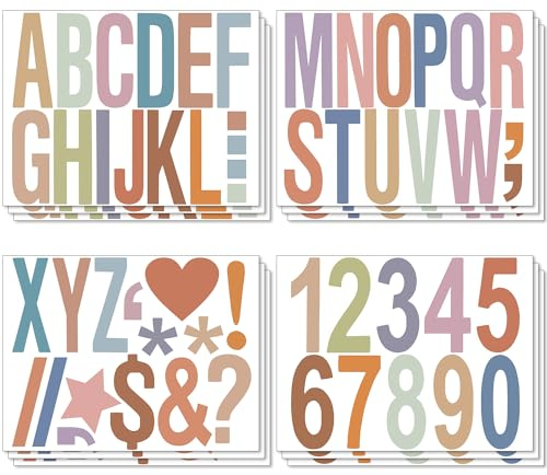 12 Blatt Buchstaben und Zahlen Aufkleber, 10cm Vinyl Buchstaben Aufkleber Selbstklebende Buchstaben Alphabet Dekorationen für Bastelarbeiten Schilder Poster Fenster (Morandi-Farbe)