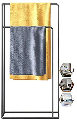 Porte-Serviettes de Salle de Bain extérieur autoportant, Porte-échelle de Serviette en métal/Blanc (Noir)