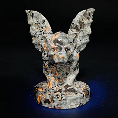 LABDIP decoración de la habitación Calavera de gárgola Yooperite Natural de 2,5 , Calavera de Cristal de Cuarzo, Piedra de Llama Tallada, 1 Unidad