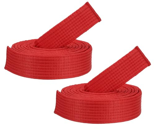 PATIKIL Taekwondo Colored Ranking Belts, 2 Pack 1.6 x9.2FT Polyester Martial Arts Colored Ranking Belt for Coach Teaching Practice, Red