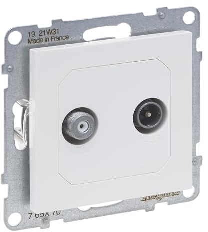 LEGRAND, SEANO Einzeldose TV-SAT, 2 Kabel, Sternverkabelung HD-TV, Anschlussdämpfung: 1.5 dB, Farbe: Ultraweiß, 765170