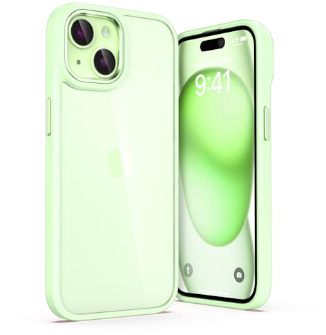 ULAK Funda para iPhone 15 Carcasa Anti Amarillo Estuche Parachoques de Resistente Caso de protección Suave de TPU para Apple iPhone 15 - Verde