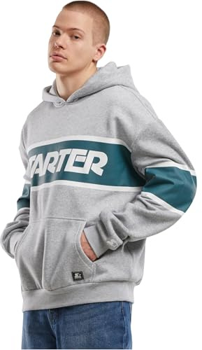 STARTER BLACK LABEL Starter Across Stripe Hoodie heathergrey/Teal, XXL