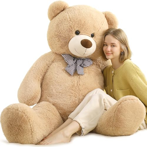 MorisMos Ours en Peluche Geante XXL 150cm, Kawaii Nounours Geant Brun Clair, Grosse Teddy Bear Doudou Douce Câlin Mignonne Cadeau Saint Valentin pour Femme Enfant Fille Amies Anniversaire