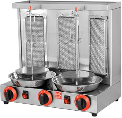 Beachtiful Asador Vertical, Parrilla Giratoria, Horno Asador, Asador de Pollo, Caldera Vertical con 2 o 3 Quemadores, para Carne, Pollo,Three